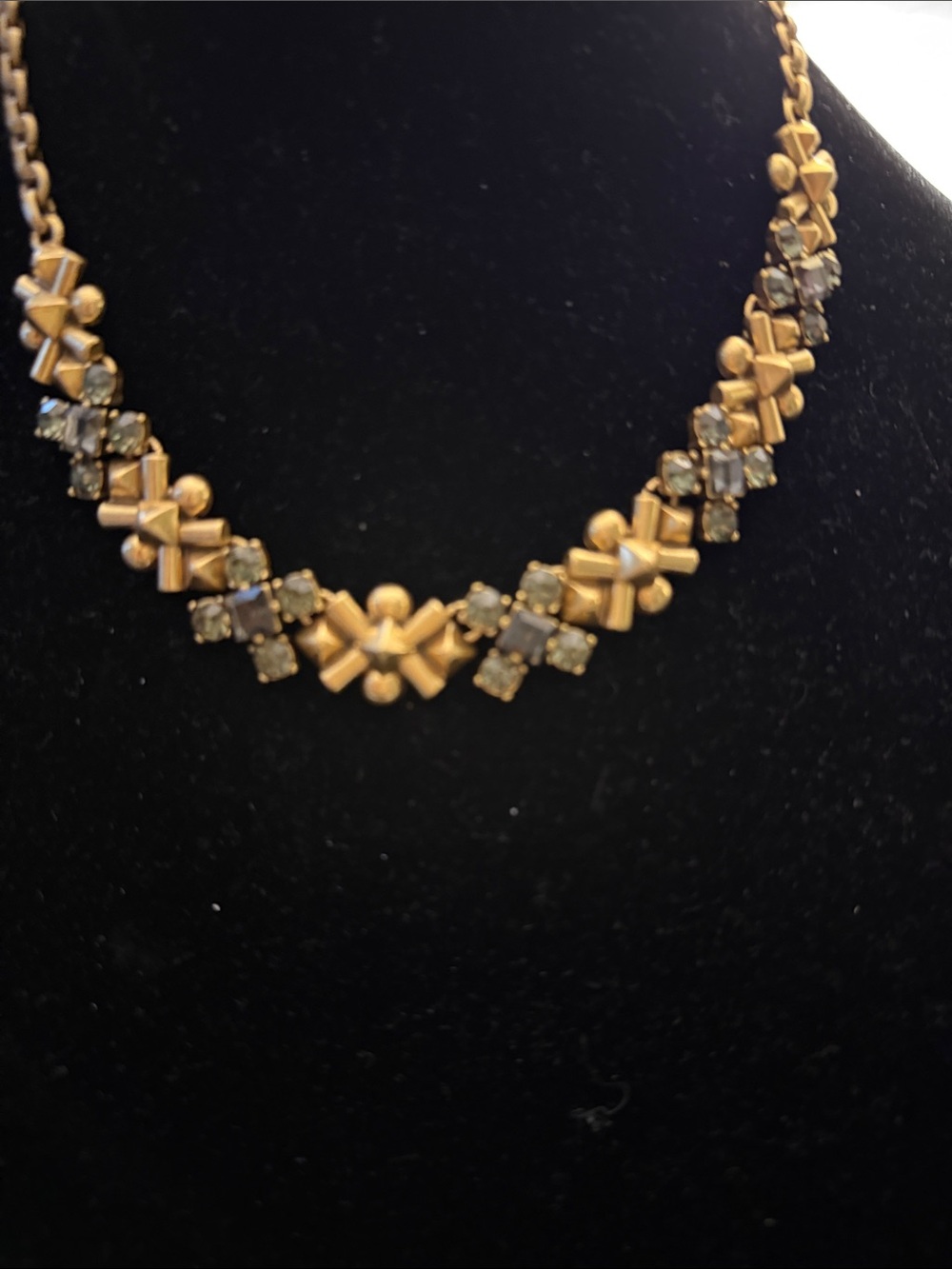 J. Crew Gold Cluster Necklace with Clear Crystals - Picture 2 of 5